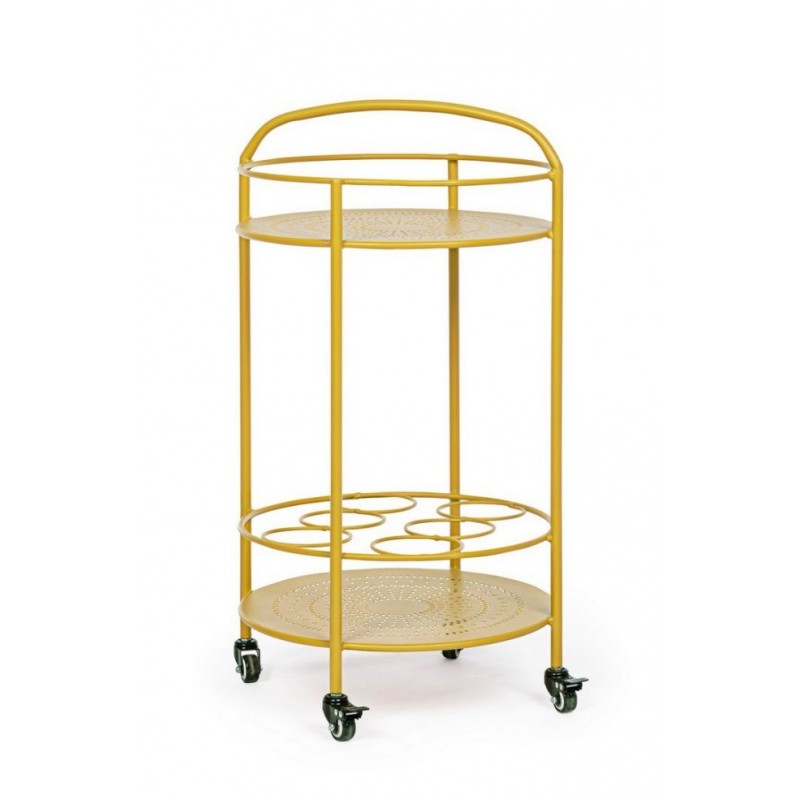 Chariot à bouteilles en acier Ocre Jaune