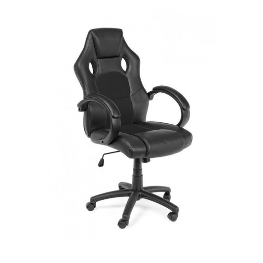 Fauteuil de bureau avec bracelets Racing noirs en simili cuir