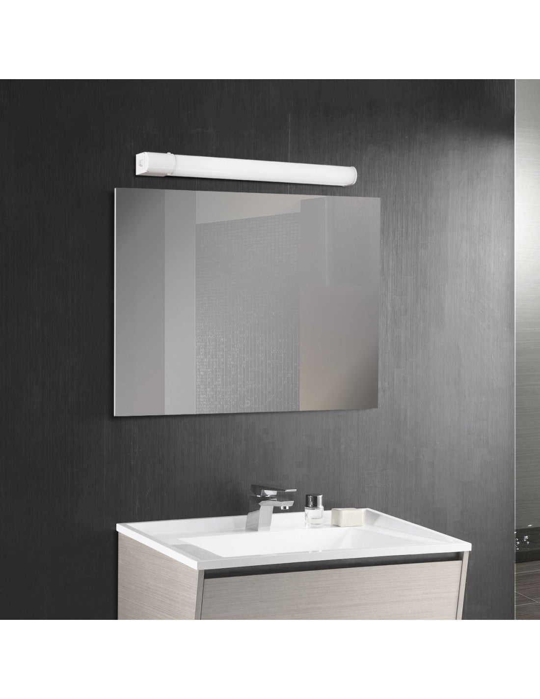 L'applique rectangulaire blanche a mené le miroir de salle de bains Garona IP44 ACB