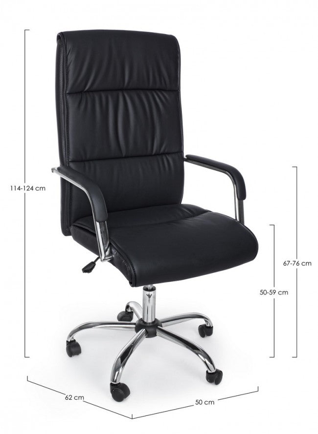 Fauteuil de bureau Queensland avec accoudoirs en éco-cuir noir