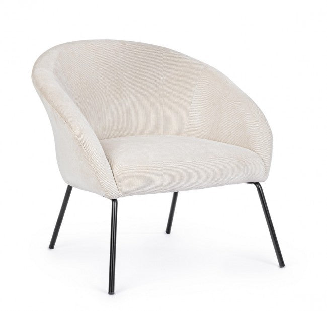 Fauteuil en métal velours blanc Aiko Velvet 80 x 76 x 75 cm
