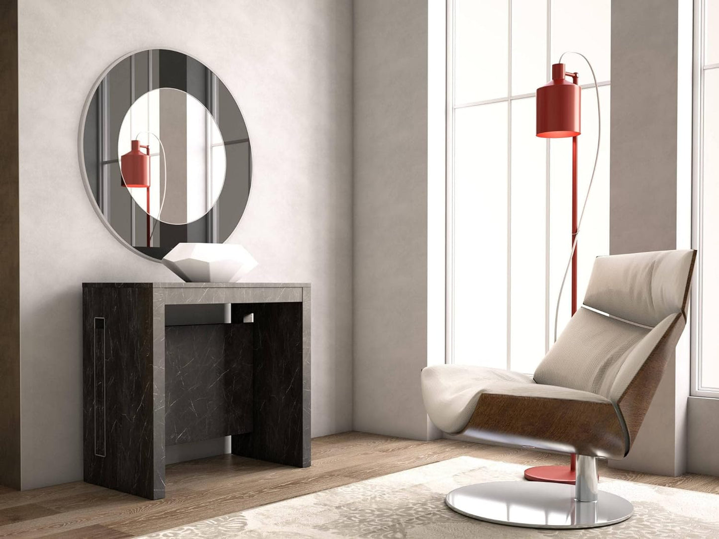 Table Console Transformable en marbre noir