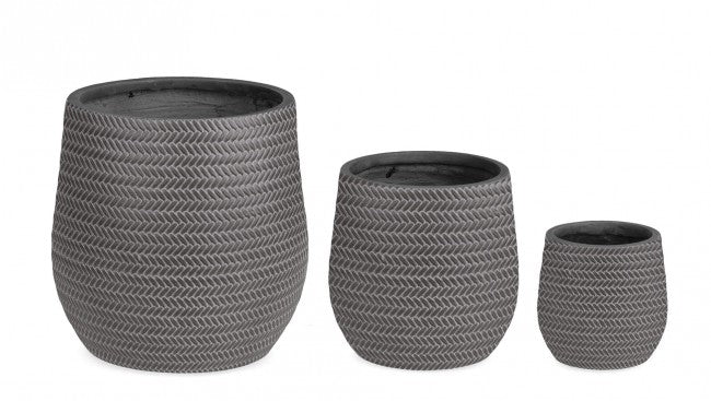 Set3 Vase Tressage Bombe Anthracite
