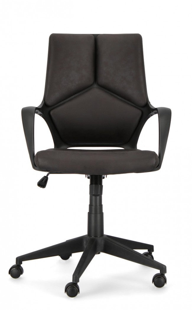 Fauteuil de bureau en tissu Damon avec dossier bas noir