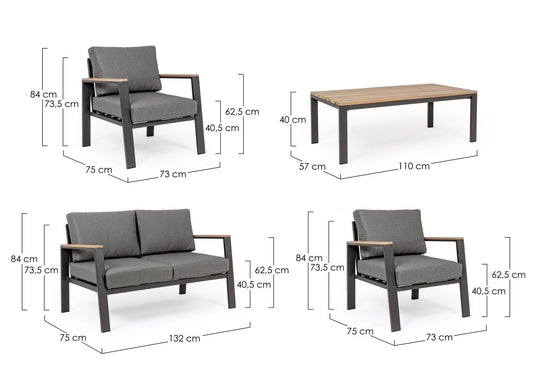 Salon de jardin Belmar naturel-anthracite