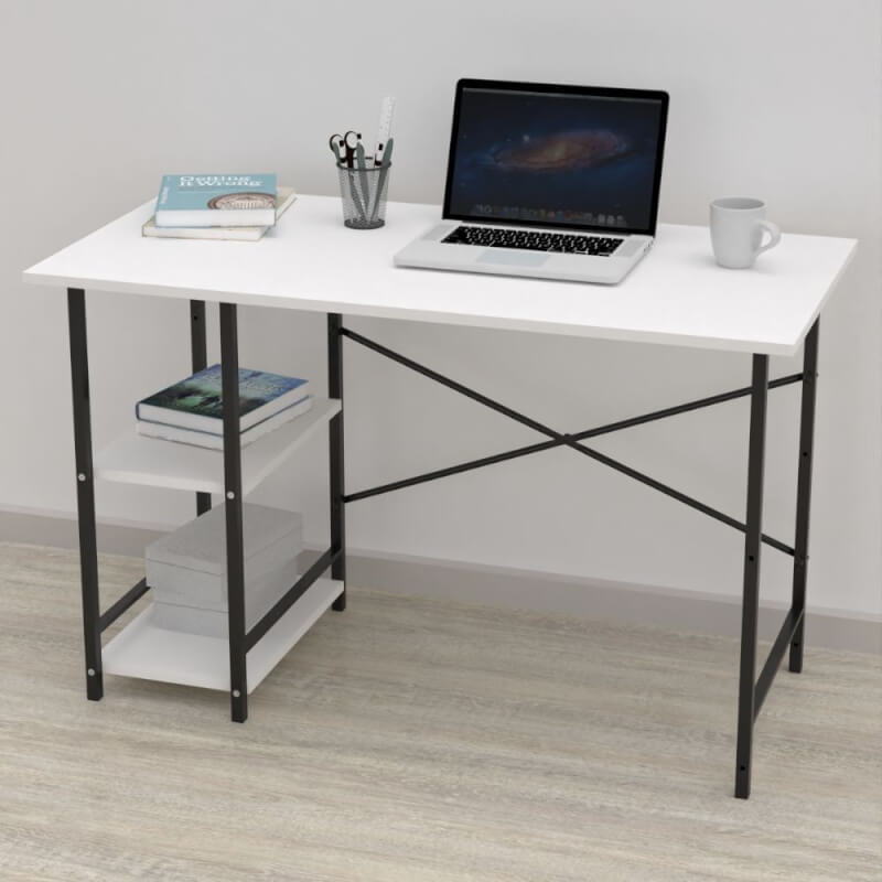 Bureau Rimi avec 2 étagères blanches