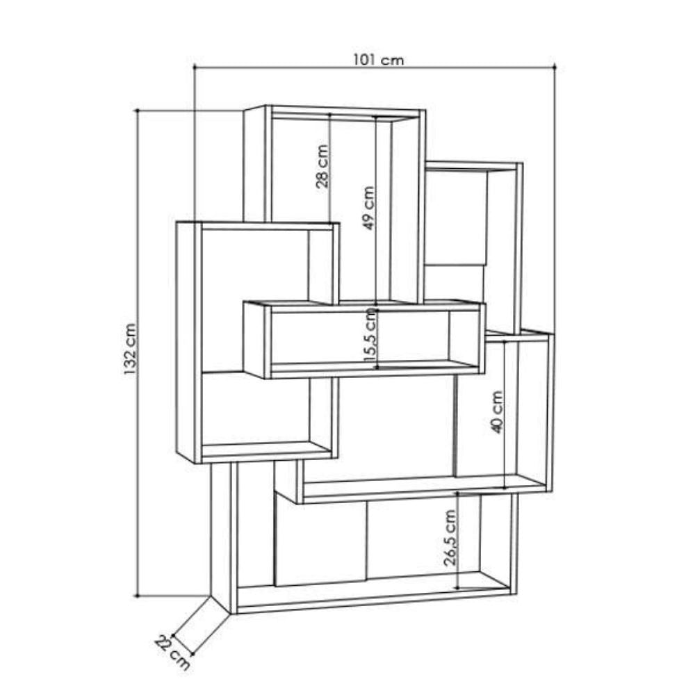 Bibliothèque Barce blanc anthracite 101x22x132h