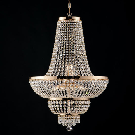 Lustre impérial en fer doré et laiton à dix lumières 65x h95 cm