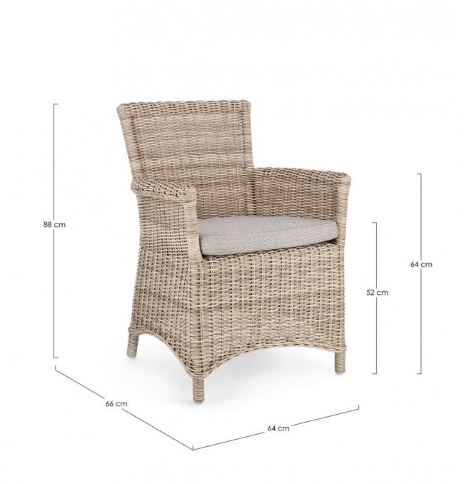 2x Chaise avec accoudoirs et coussin Jupiter Nouveau Cod.0660338