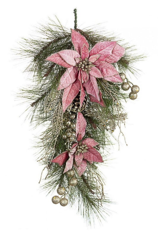 4x Décor. Annabel Poinsettia Goutte Rose