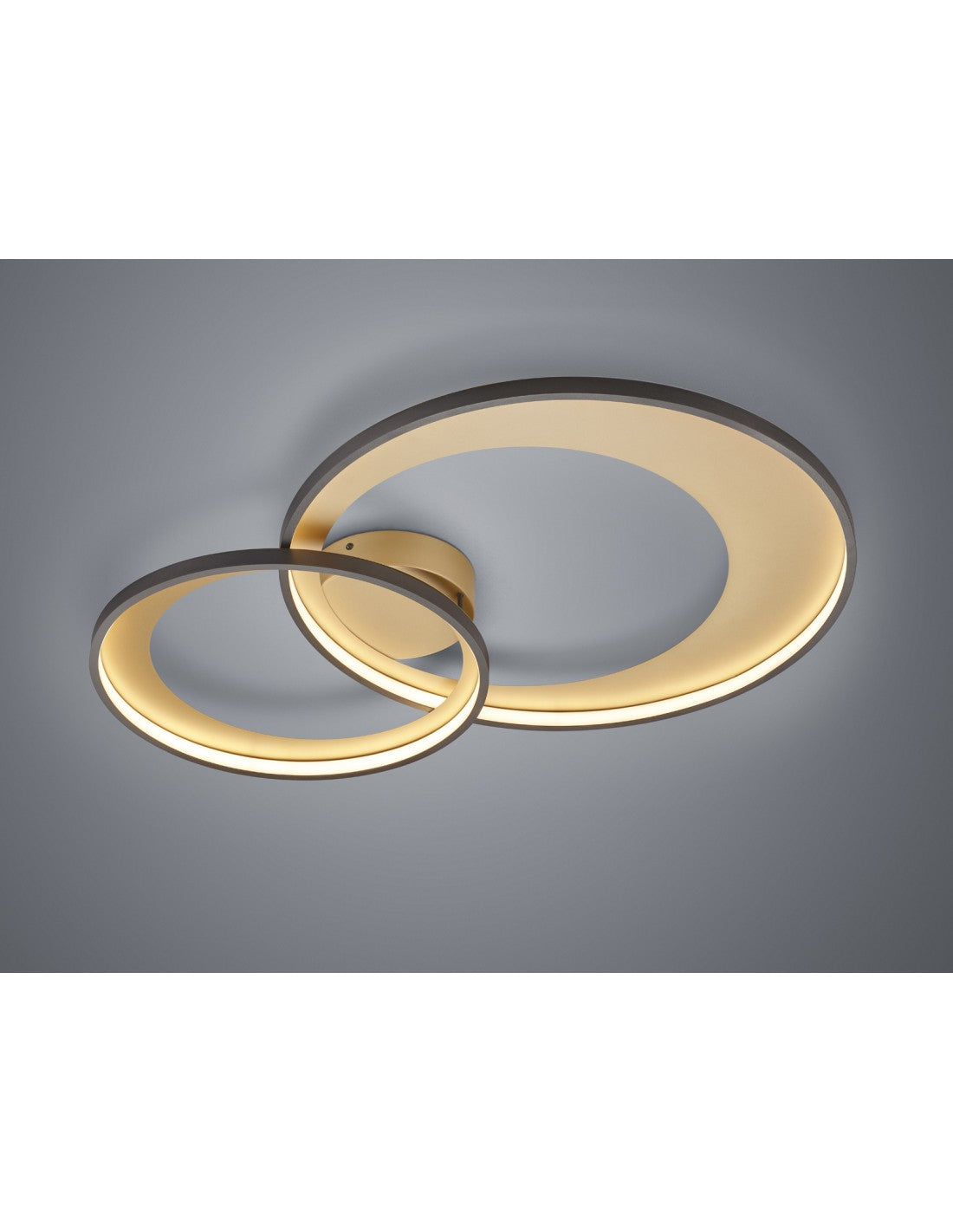 Plafonnier Granada Double Cercle Noir-Or LED 36w Dimmable L85 cm Trio Lighting
