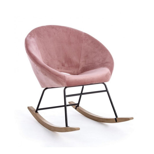 Fauteuil à bascule en velours Rose Antique ANNIKA 74x77x h74 cm