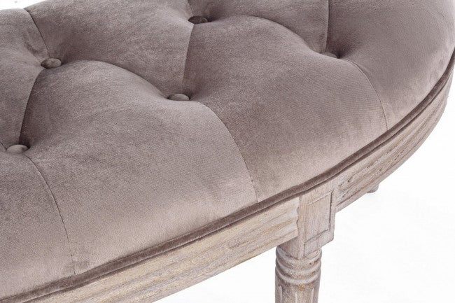 Banc Tilde gris tourterelle en velours de style classique