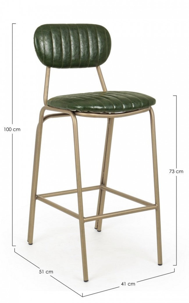 Tabouret de bar vintage Addy vert foncé 41x51x100h cm