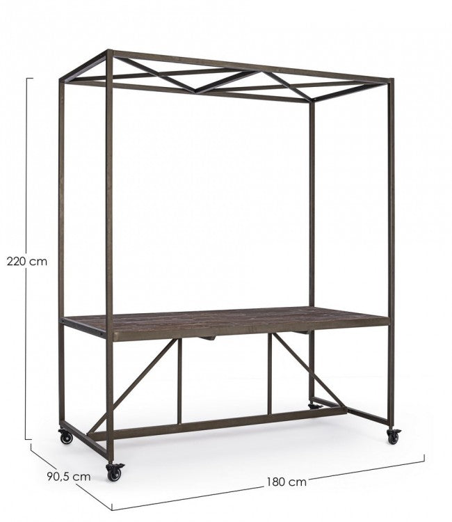 Table de présentation industrielle avec toit 180x220h cm