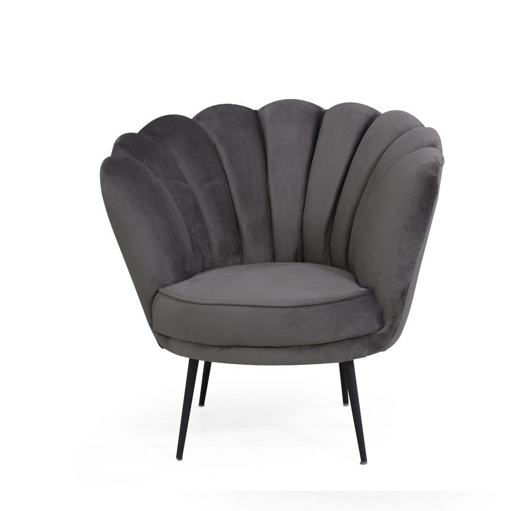 Fauteuil coque Orel en velours gris