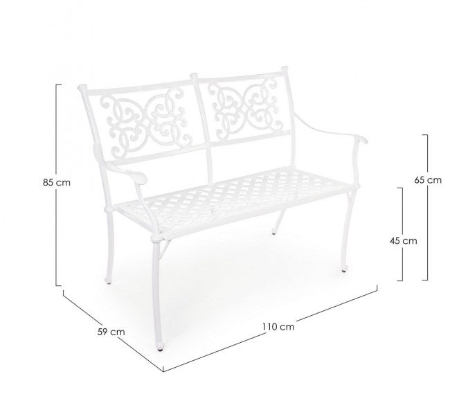 Banc d'extérieur Giglio blanc 110 x 59 x 85 h cm