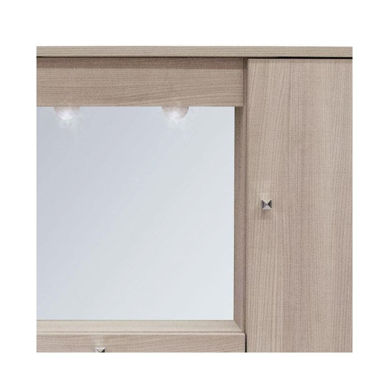 Meuble de salle de bain moderne miroir 1 porte avec abattant orme h.61x73x14