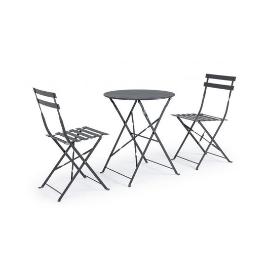 Salon de jardin Bizzotto anthracite table et chaises Bistrot