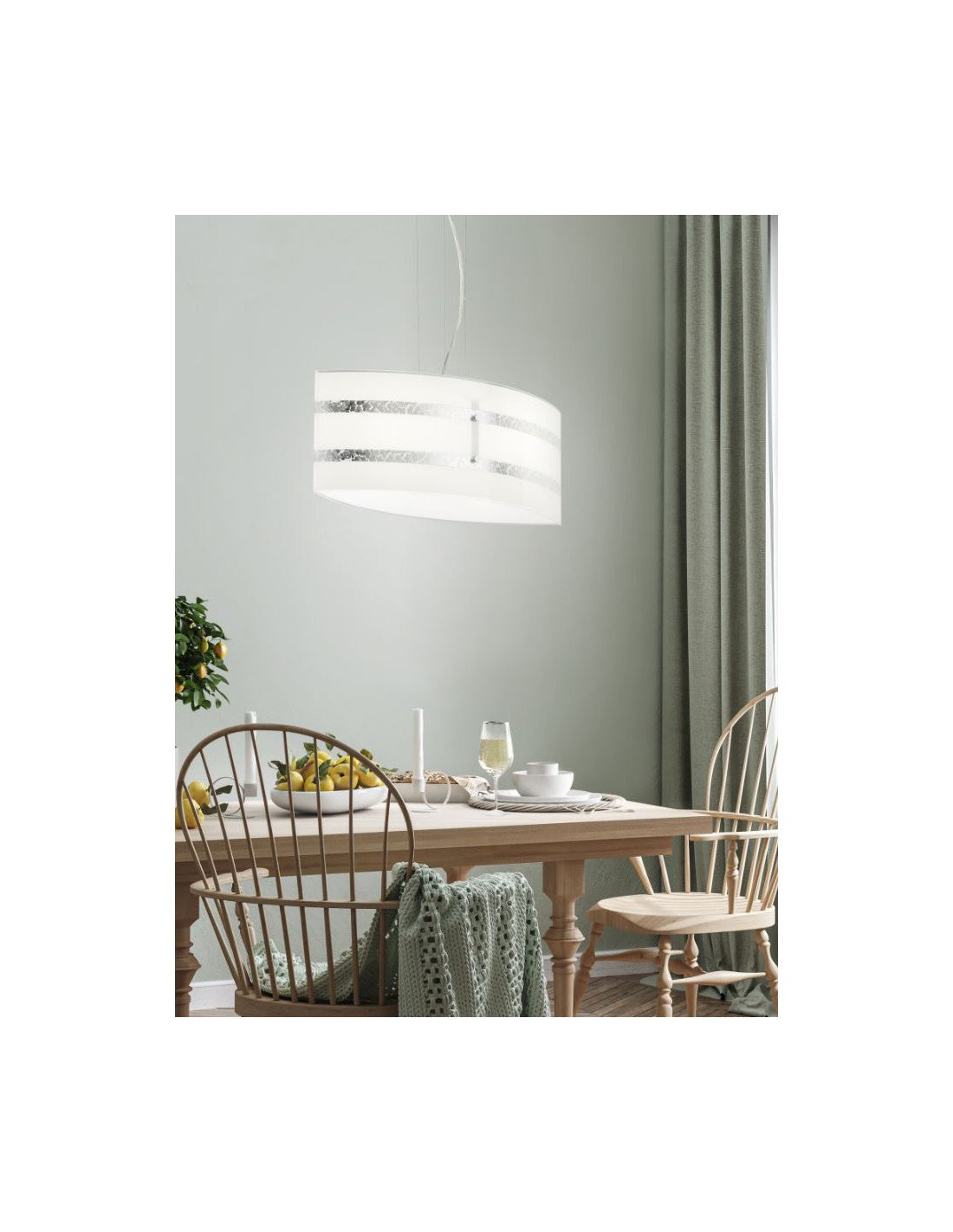 Suspension Moderne en Verre avec Décorations de Feuilles d'Argent Nikosia Trio Lighting