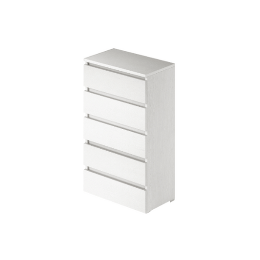 Commode en Frêne Blanc en bois mélaminé avec 5 tiroirs h127x47x40 cm