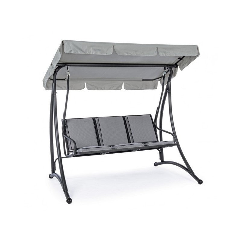 Balançoire trois places en acier Anthracite GRELY 190x120x h185 cm