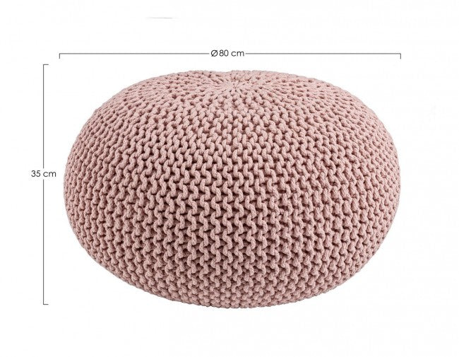 Pouf d'ameublement tressé rose design 80 cm