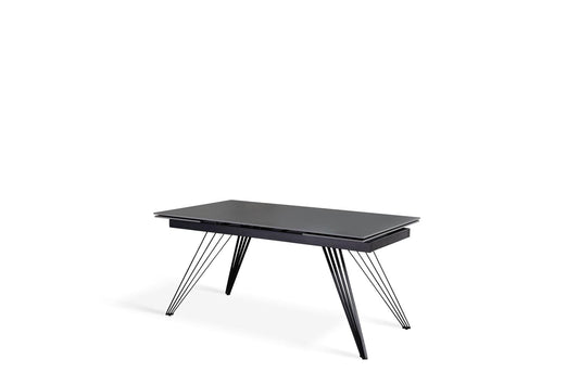 Table extensible vintage gris-noir mat 90 cm x 160-240 cm cm H. 76 cm