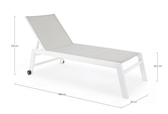 Lit haut en aluminium blanc Hilde à roulettes