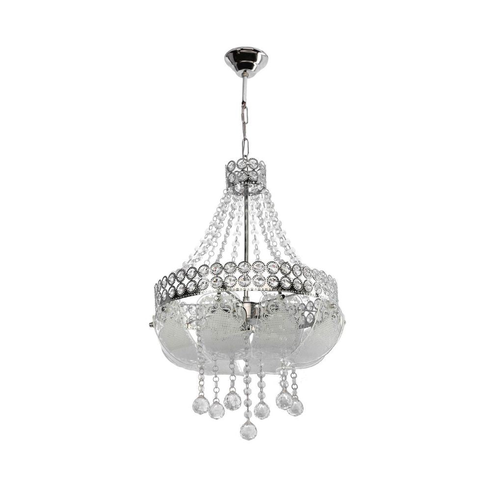 Plafonnier argenté Sare MDL3550 décoré de pierres effet verre et cristal