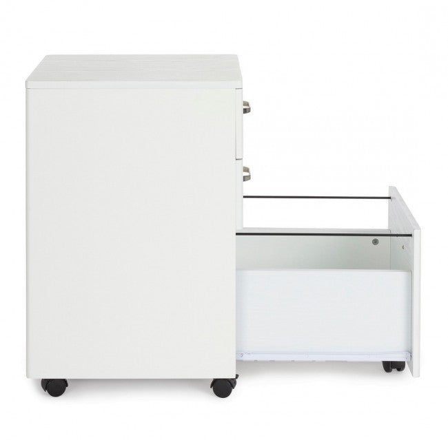 Caisson à tiroirs de bureau en MDF avec trois tiroirs en Frêne Blanc NADIR 40x44x h65 cm