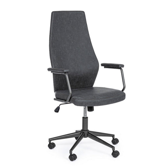 Fauteuil de bureau à dossier haut en simili cuir noir Jamie