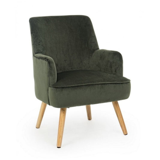 Fauteuil de salon vintage en velours Vert Foncé ADELINE 60x67x h79 cm