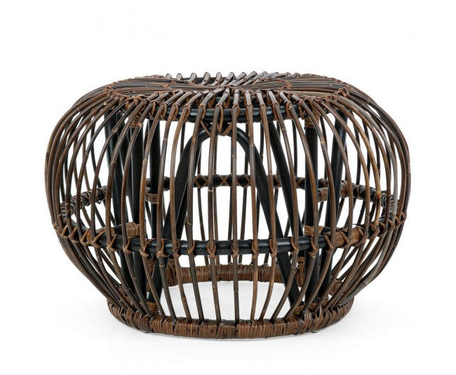 Table basse pouf extérieur en rotin marron DORADAL diamètre 65x h44 cm
