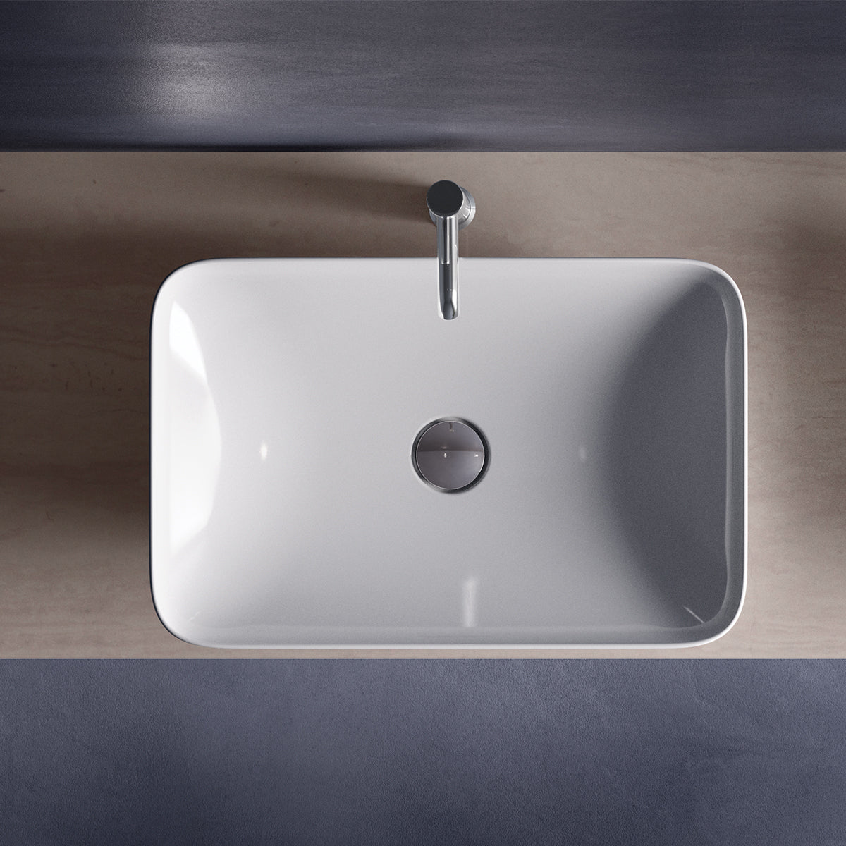 Vasque à poser rectangulaire sans trou - 55x36 cm, blanc