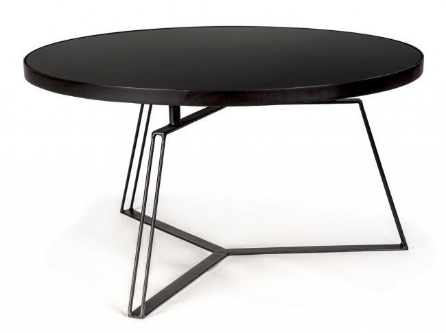 Table basse en métal noir style design Ø70a - 38h