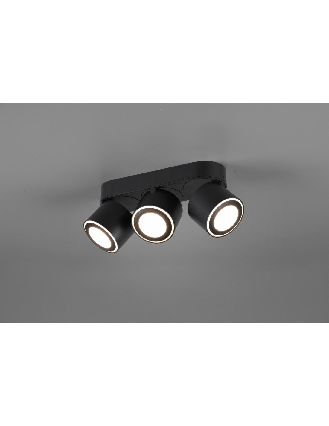Plafonnier 3 Spots LED Double Émission L27 cm Taurus Noir Trio Lighting