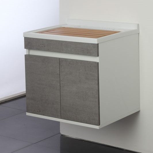 Évier suspendu à deux portes Ciment 60x50x h61 cm