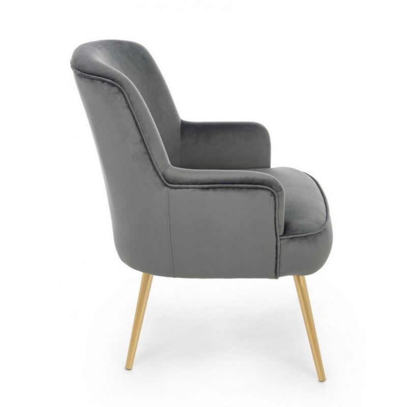 Fauteuil Clélia gris effet velours doré