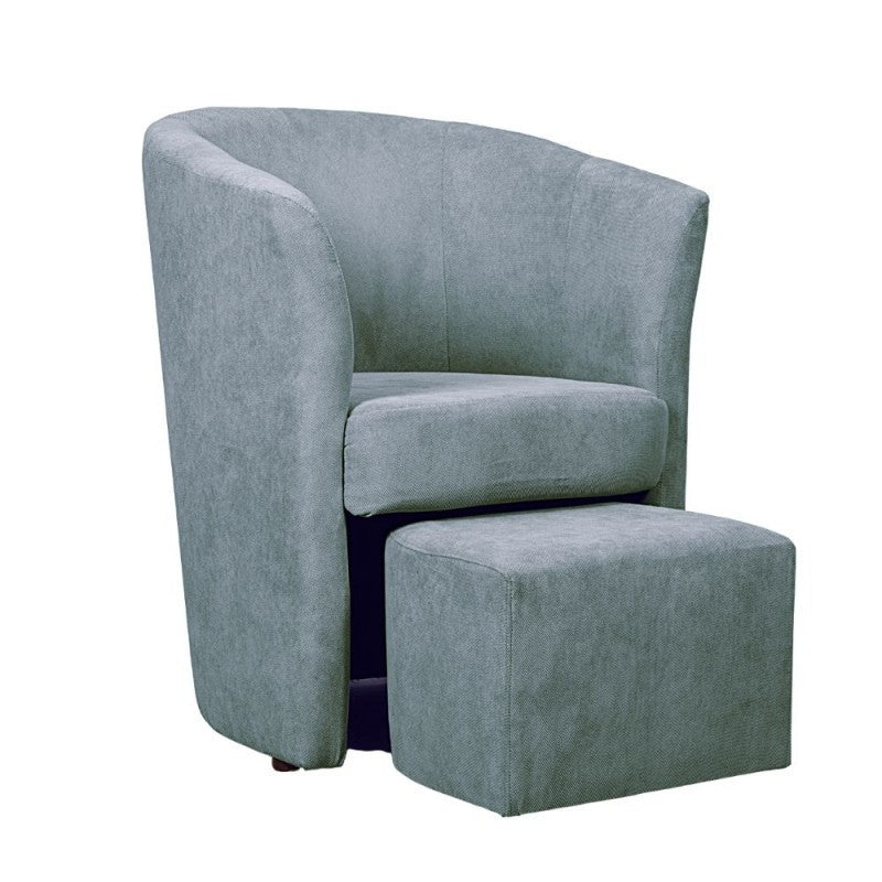 Fauteuil en tissu avec pouf amovible DJERBA Gris Clair 63,5x 62,5x h76 cm