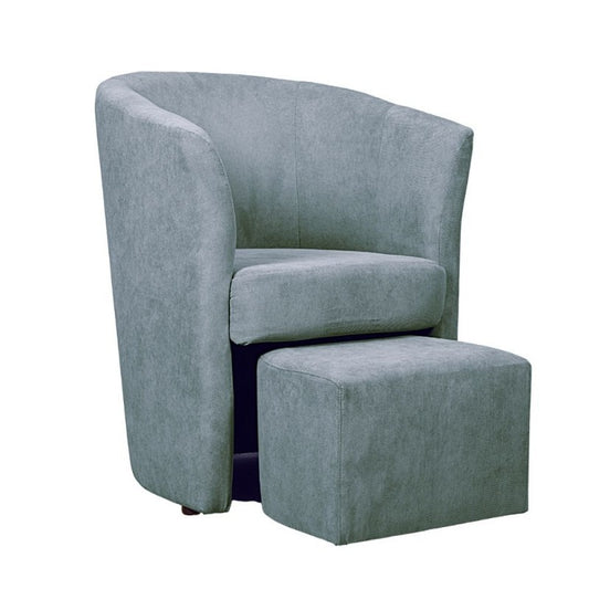 Fauteuil en tissu avec pouf amovible DJERBA Gris Clair 63,5x 62,5x h76 cm