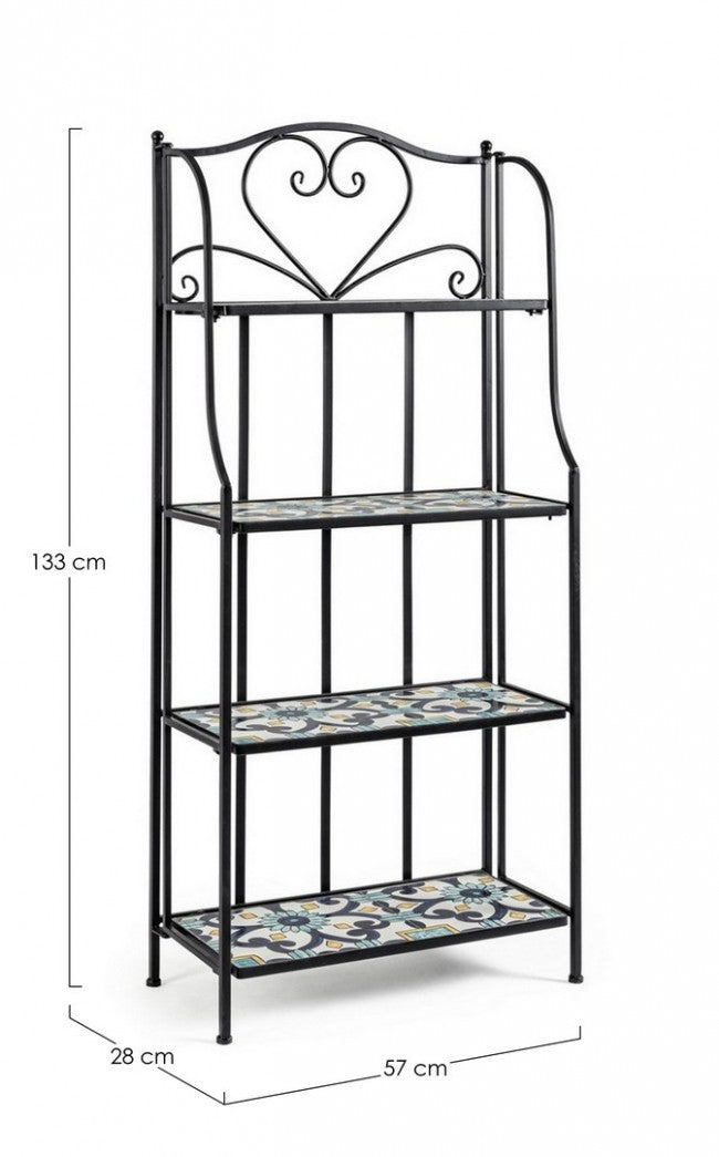 Bibliothèque pliante Positano 4 étagères en métal de style campagnard 57x28x133h cm