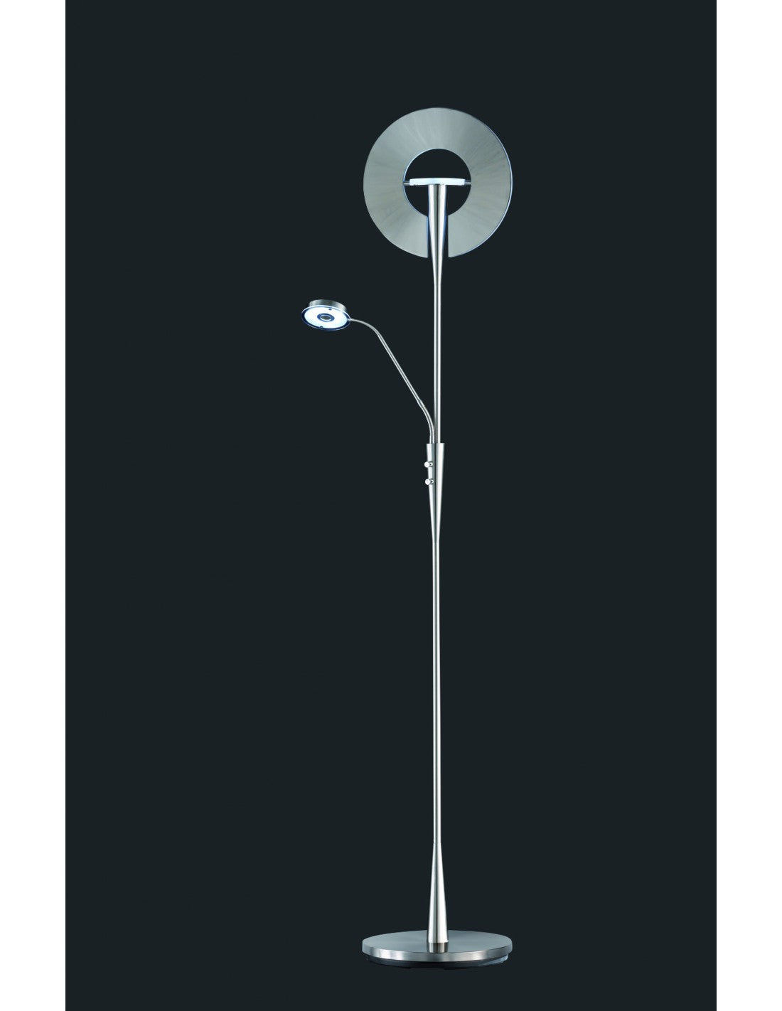 Lampe sur pied LED avec spot de lecture dimmable Québec Nichel Trio Éclairage