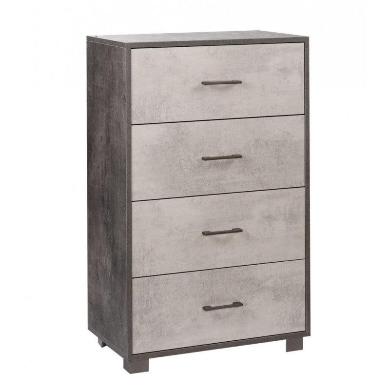 Commode de chambre à coucher avec quatre tiroirs Noir Blanc 70x41x h112 cm