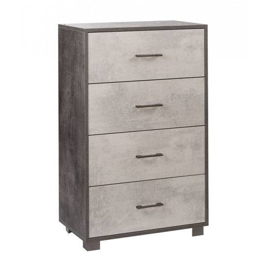 Commode de chambre à coucher avec quatre tiroirs Noir Blanc 70x41x h112 cm