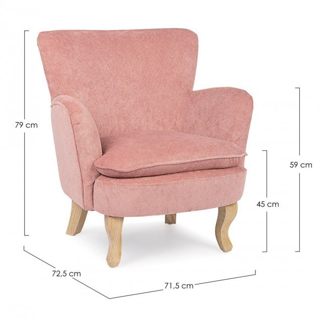 Fauteuil vintage Chenille rembourré en velours rose