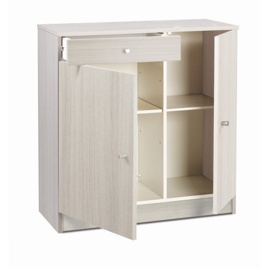 Armoire basse polyvalente avec deux portes et un tiroir Eucalyptus 77x34x h80 cm