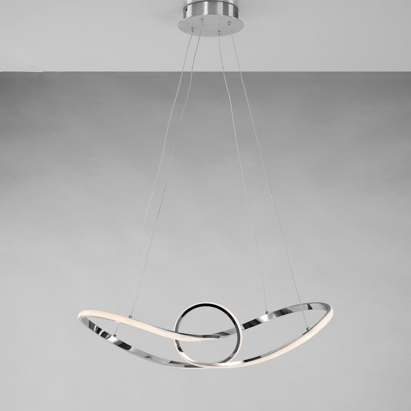 Lustre à suspension en métal Chrome poli avec LED intégrée 68x24x h 150 cm