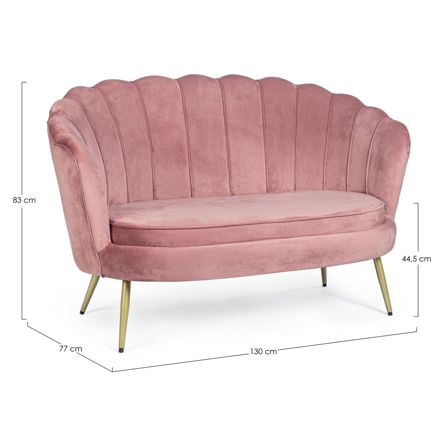Canapé Giliola 2 places effet velours vieux rose 