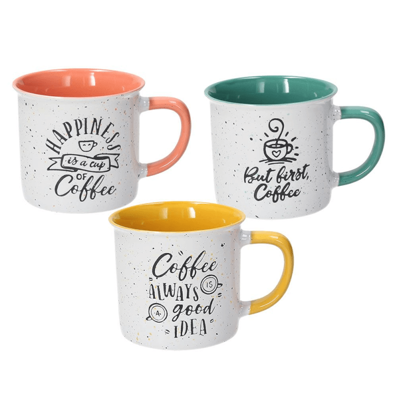 Mug 350 cc Happy Coffee Grès multicolore